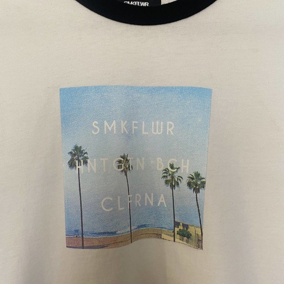 SMKFKWR. Women's Cotton Huntington Beach Ringer Logo T-Shirt - Size Small - Picture 2 of 4